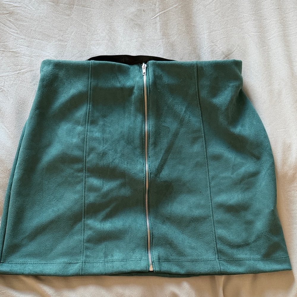 Must Have Teal Mini Skirt with Front Zipper